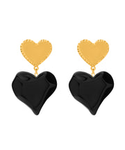 Lucite Heart Earrings (Black)