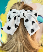 Queen of Hearts Hair Bow (Black & White)