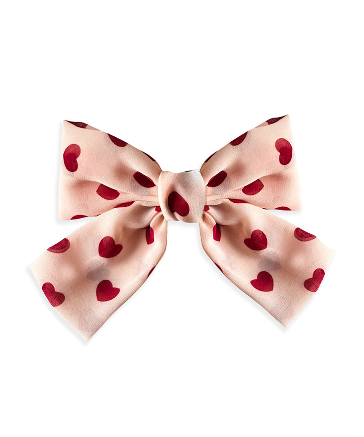 Queen of Hearts Hair Bow (Blush & Burgundy)