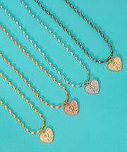 (D) Heart Initial Charm in Three Finishes