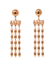 Triple Strand Rice Bead Earrings (Rose Gold)