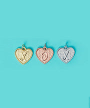 (M) Heart Initial Charm in Three Finishes