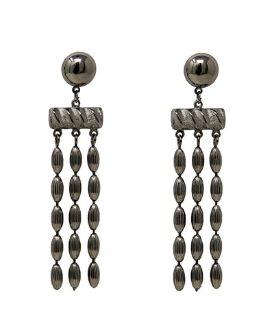 Triple Strand Rice Bead Earrings (Gunmetal)