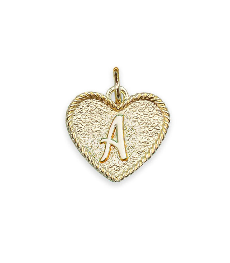 (A) Heart Initial Charm in Three Finishes