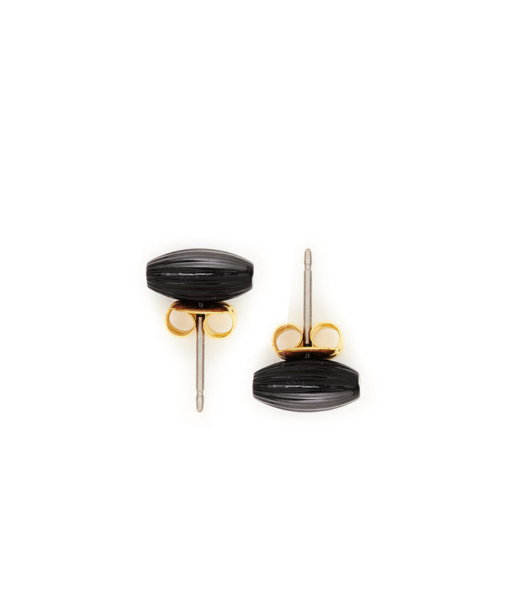 Rice Bead Stud Earrings (Midnight)