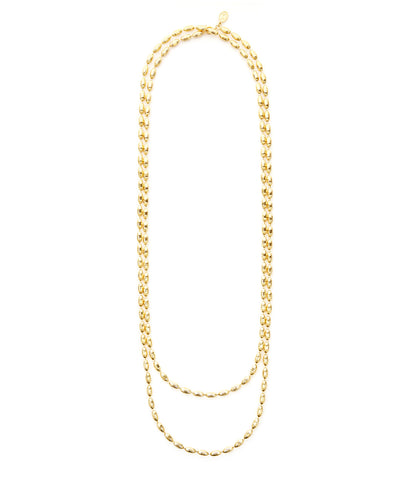 Charleston Rice Bead Necklace (Shiny Gold)