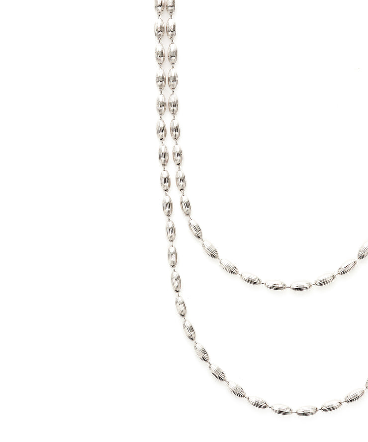 Charleston Rice Bead Necklace (Shiny Silver)