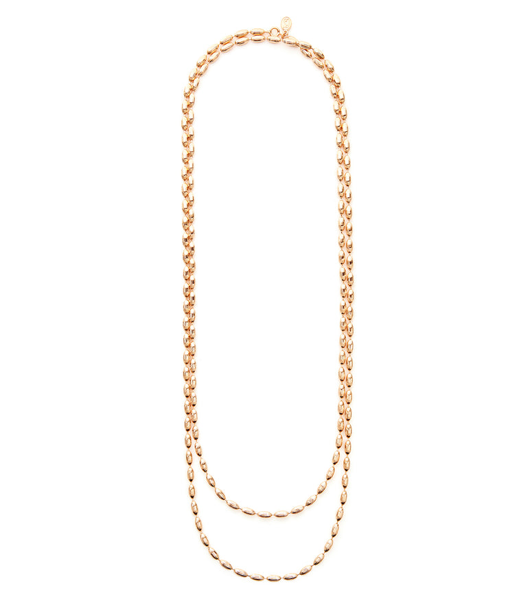 Charleston Rice Bead Necklace (Rose Gold)