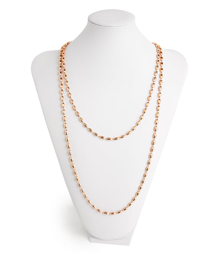 Charleston Rice Bead Necklace (Rose Gold)