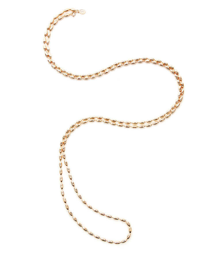 Charleston Rice Bead Necklace (Rose Gold)