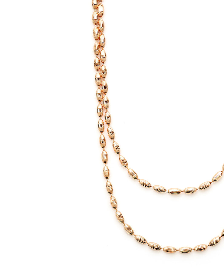 Charleston Rice Bead Necklace (Rose Gold)