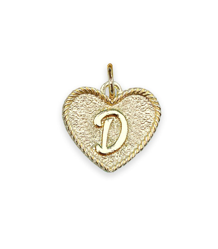 (D) Heart Initial Charm in Three Finishes