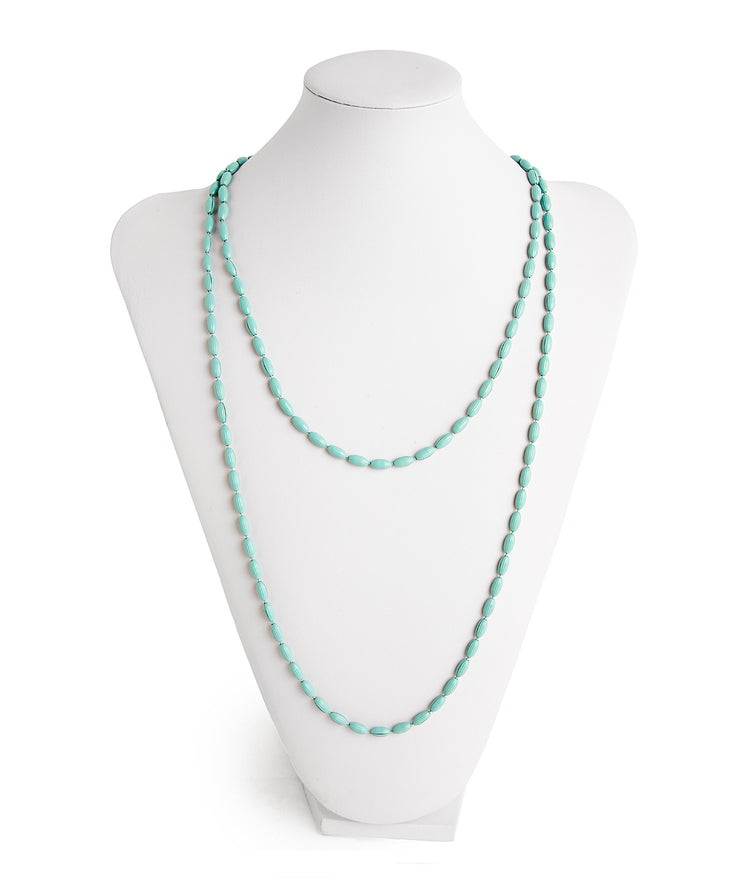 Charleston Rice Bead Necklace (Turquoise)