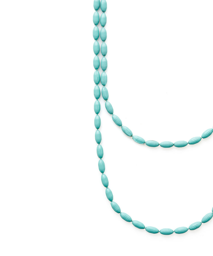 Charleston Rice Bead Necklace (Turquoise)