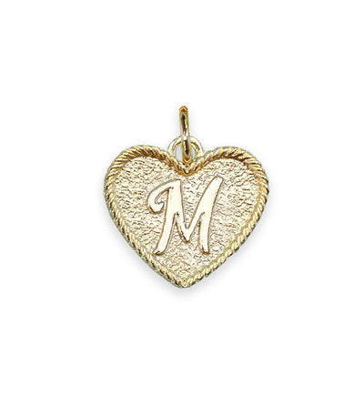 (M) Heart Initial Charm in Three Finishes