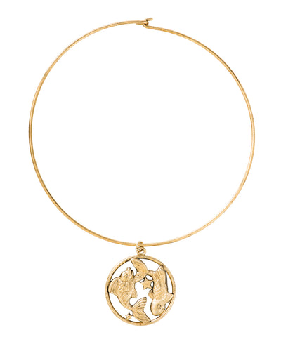 70s Inspired Zodiac Necklace (Pisces)