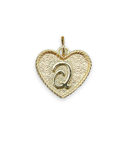 (Q) Heart Initial Charm in Three Finishes