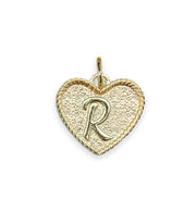 (R) Heart Initial Charm in Three Finishes