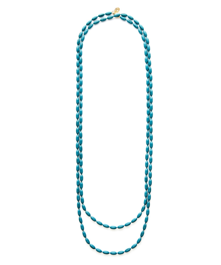 Charleston Rice Bead Necklace (Dock Street Teal)