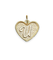 (U) Heart Initial Charm in Three Finishes