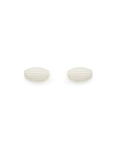 Rice Bead Stud Earrings (Bright White)