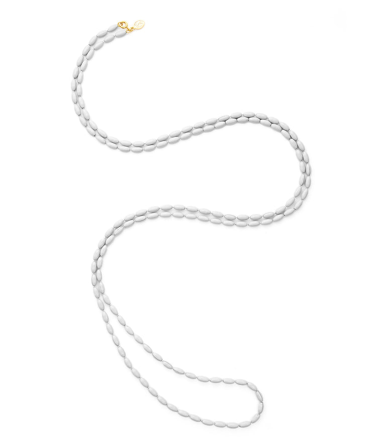 Charleston Rice Bead Necklace (Steeple White)