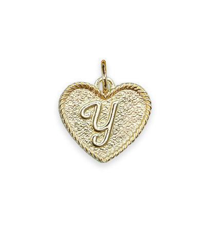 (Y) Heart Initial Charm in Three Finishes